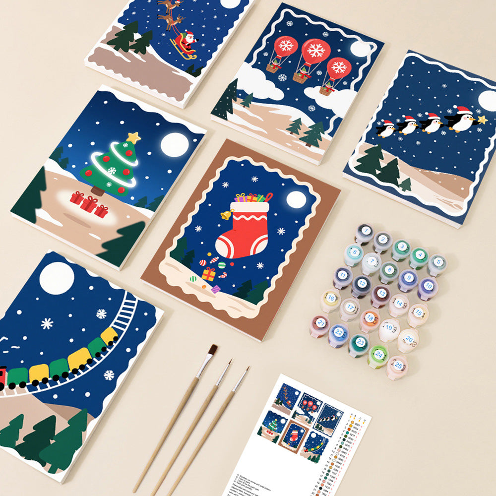 Eine Stille Weihnachtsnacht 6 Stück Mini Malen nach Zahlen