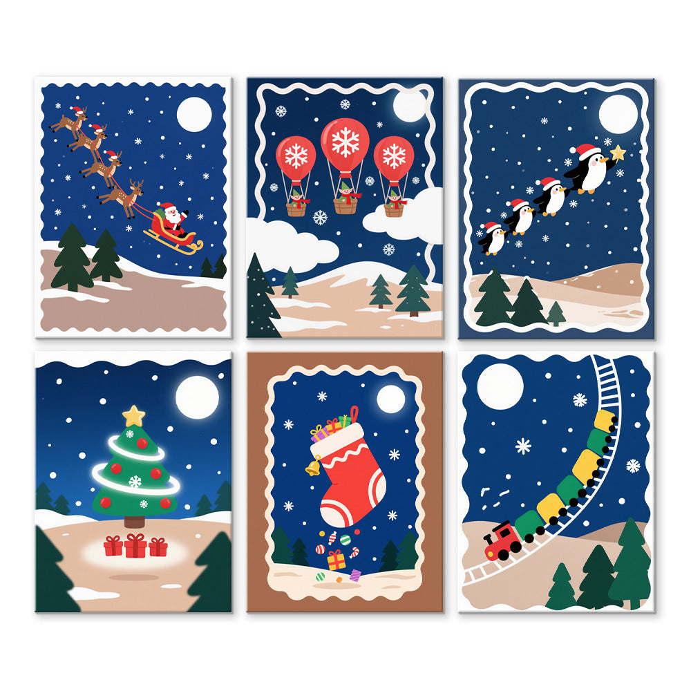Eine Stille Weihnachtsnacht 6 Stück Mini Malen nach Zahlen