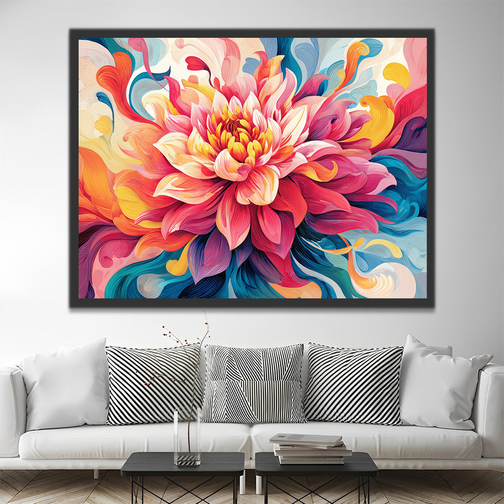 Eine vollständige abstrakte Chrysantheme Malen nach Zahlen