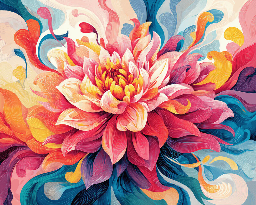 Eine vollständige abstrakte Chrysantheme Malen nach Zahlen