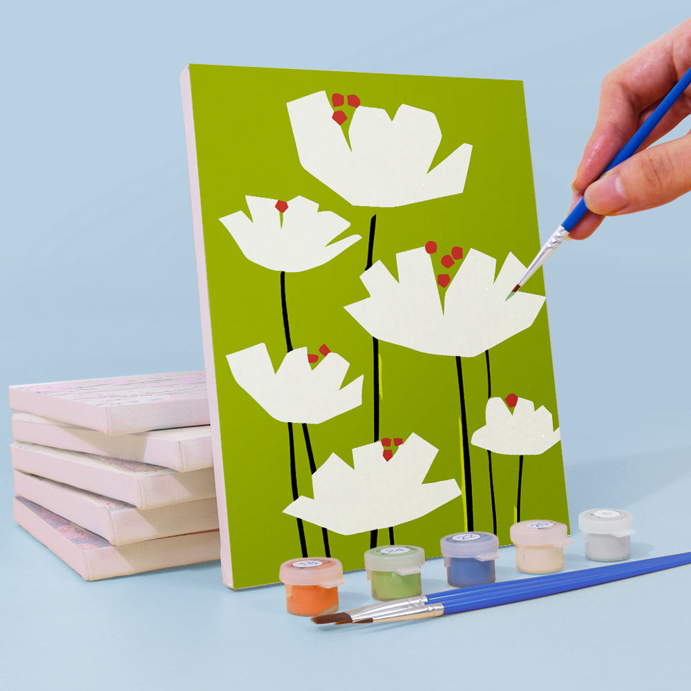 Einfache Blumen 6 Stück Mini Malen nach Zahlen