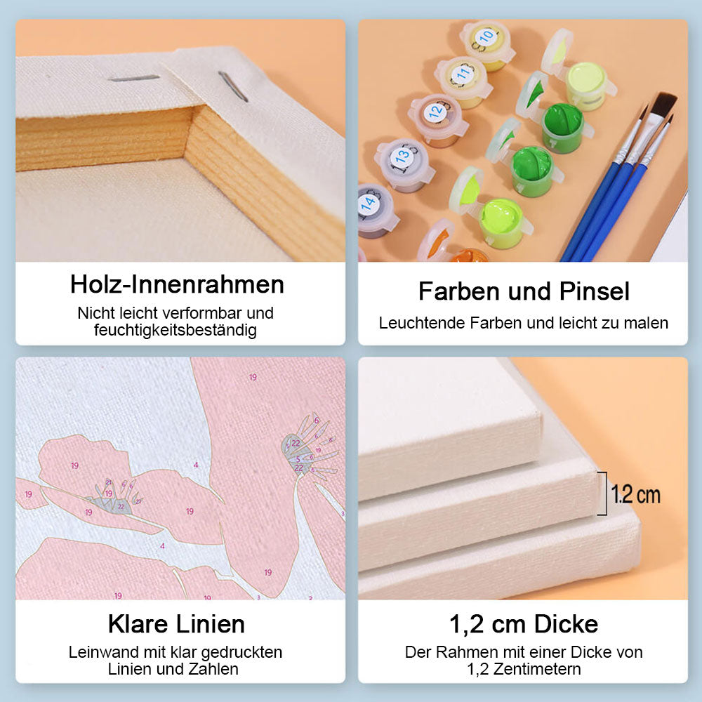Einfache Blumen 6 Stück Mini Malen nach Zahlen