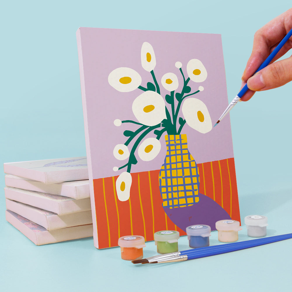 Einfache kleine Blumen 6 Stück Mini Malen nach Zahlen