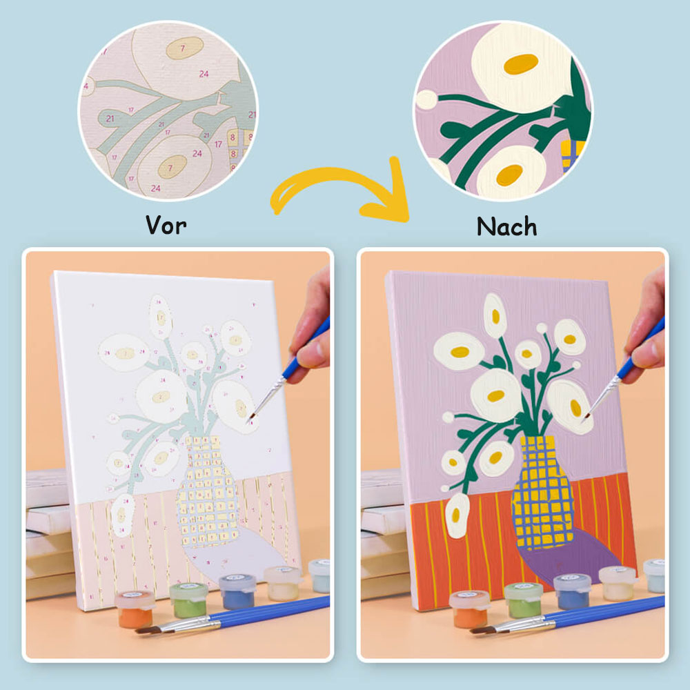 Einfache kleine Blumen 6 Stück Mini Malen nach Zahlen