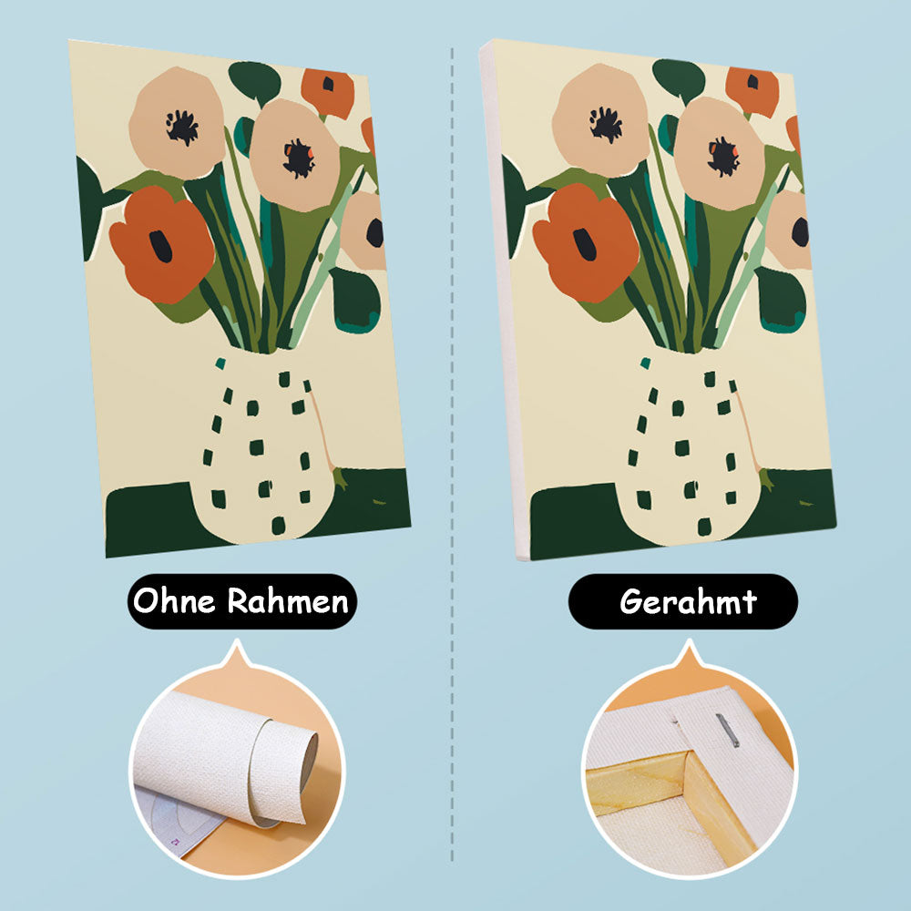 Einfache kleine Blumen 6 Stück Mini Malen nach Zahlen