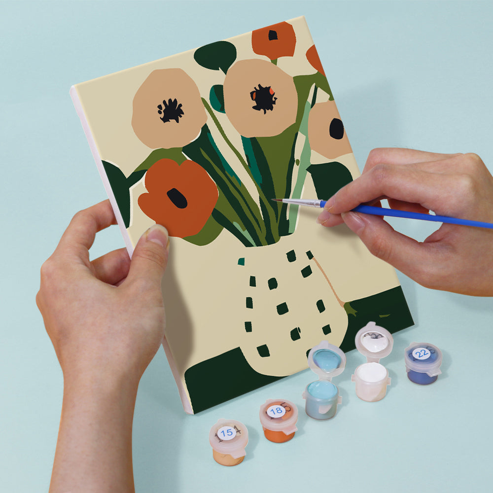 Einfache kleine Blumen 6 Stück Mini Malen nach Zahlen