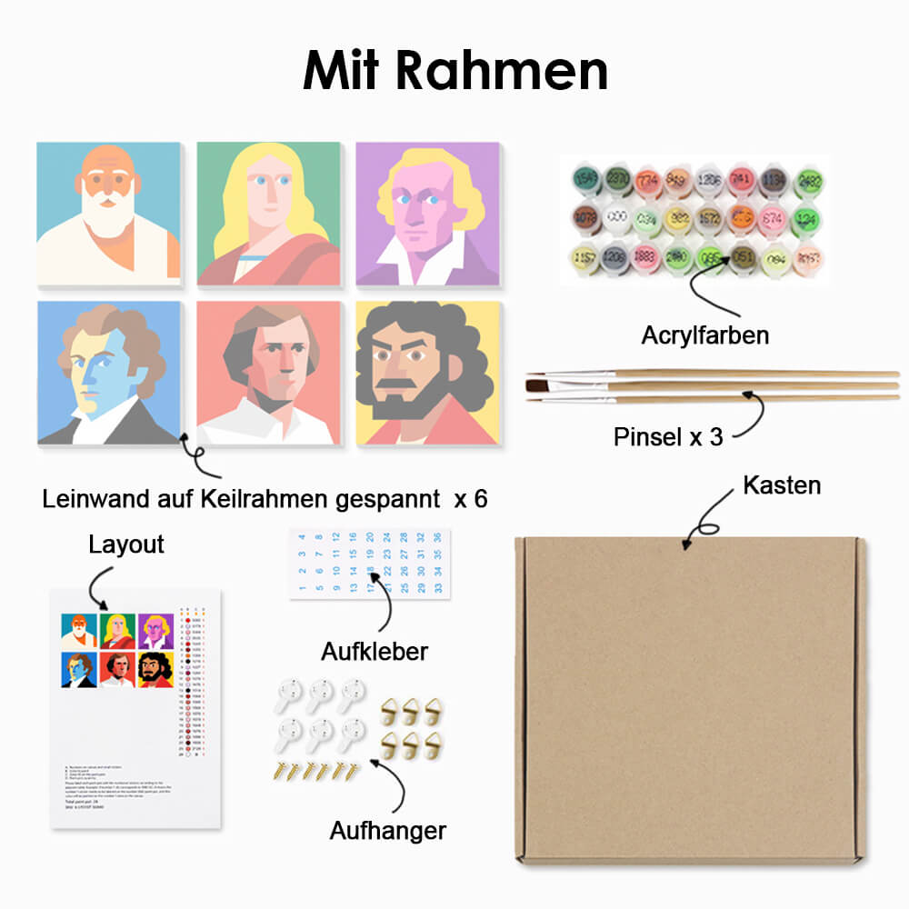 Einflussreiche Person 6 Stück Mini Malen nach Zahlen