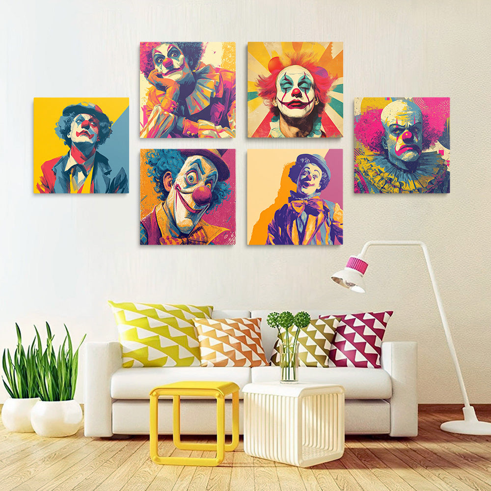 Einsamer und Lustiger Clown 6 Stück Mini Malen nach Zahlen