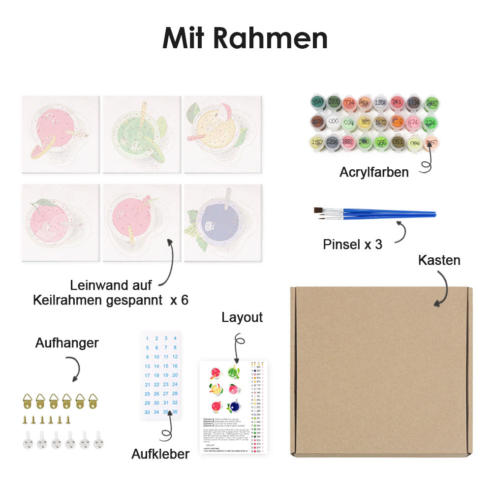 Eisgekühlter Fruchtsaft 6 Stück Mini Malen nach Zahlen