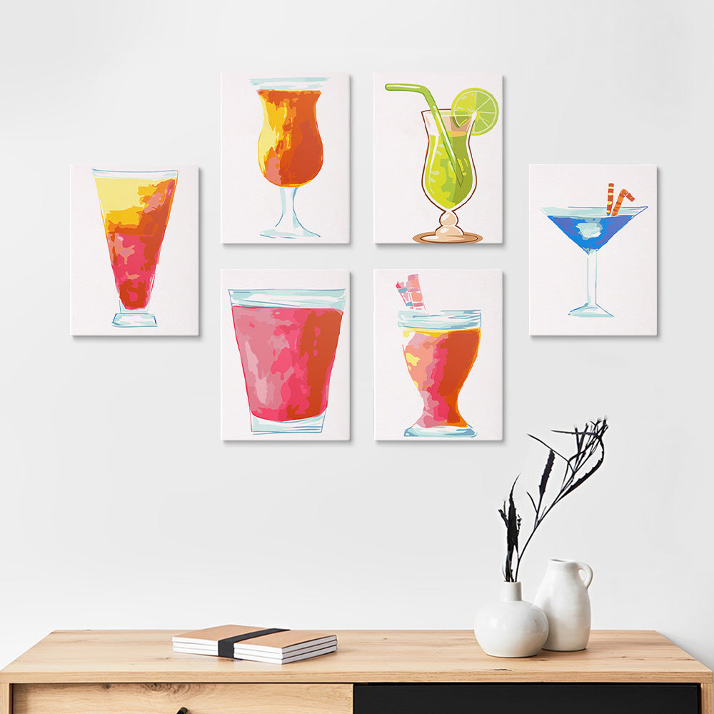 Erfrischender Cocktail 6 Stück Mini Malen nach Zahlen