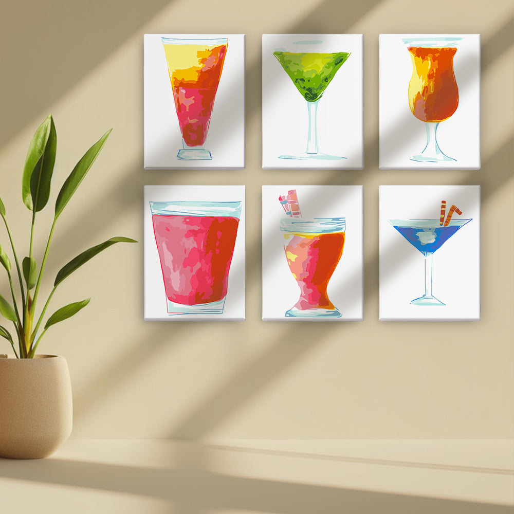 Erfrischender Cocktail 6 Stück Mini Malen nach Zahlen