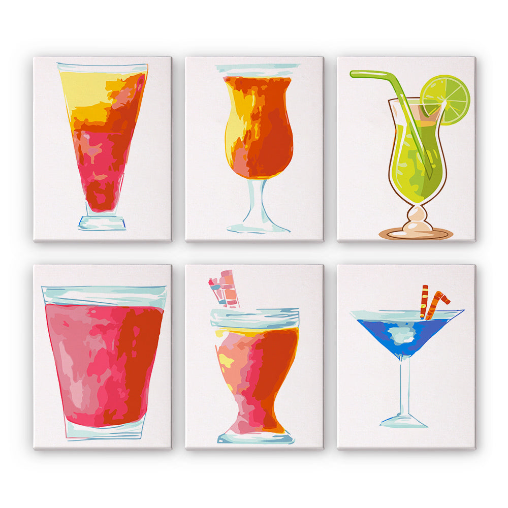 Erfrischender Cocktail 6 Stück Mini Malen nach Zahlen