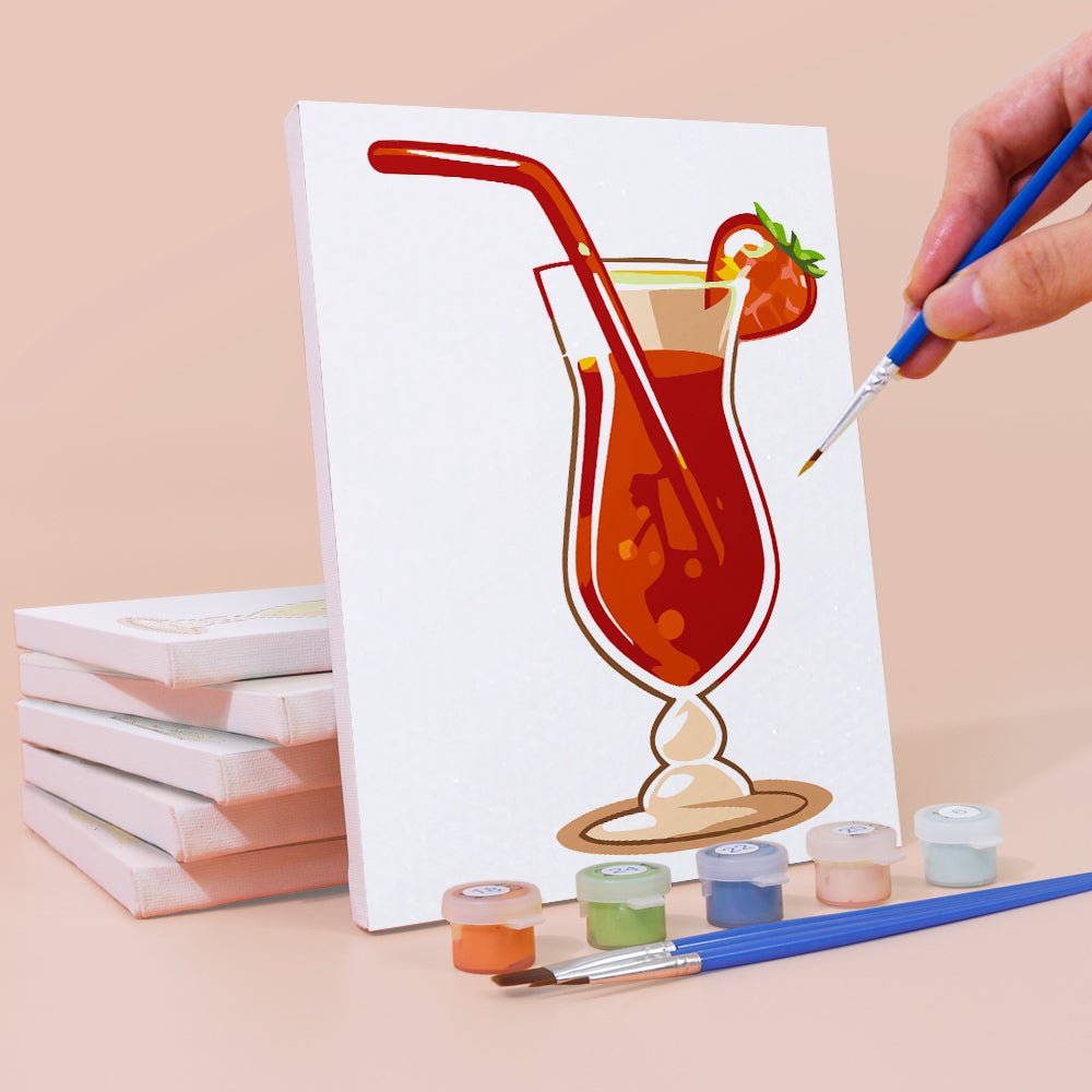 Erfrischender Fruchtcocktail 6 Stück Mini Malen nach Zahlen