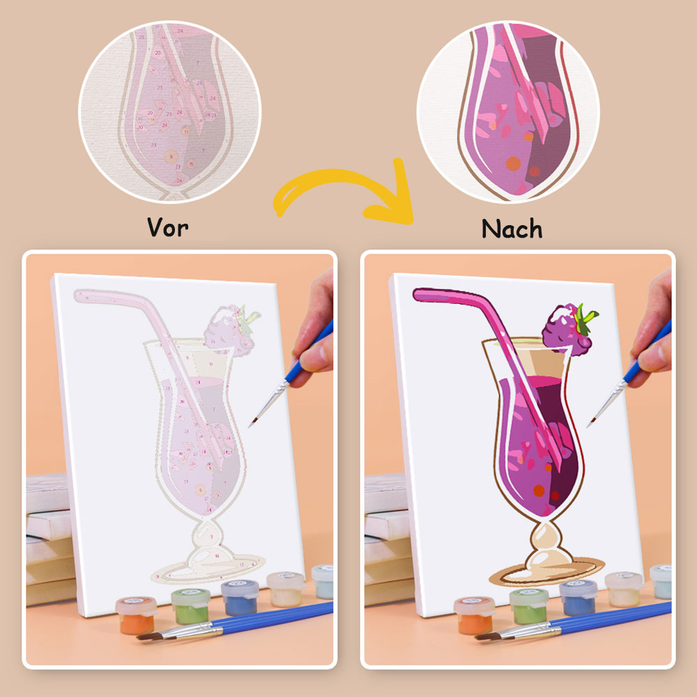 Erfrischender Fruchtcocktail 6 Stück Mini Malen nach Zahlen