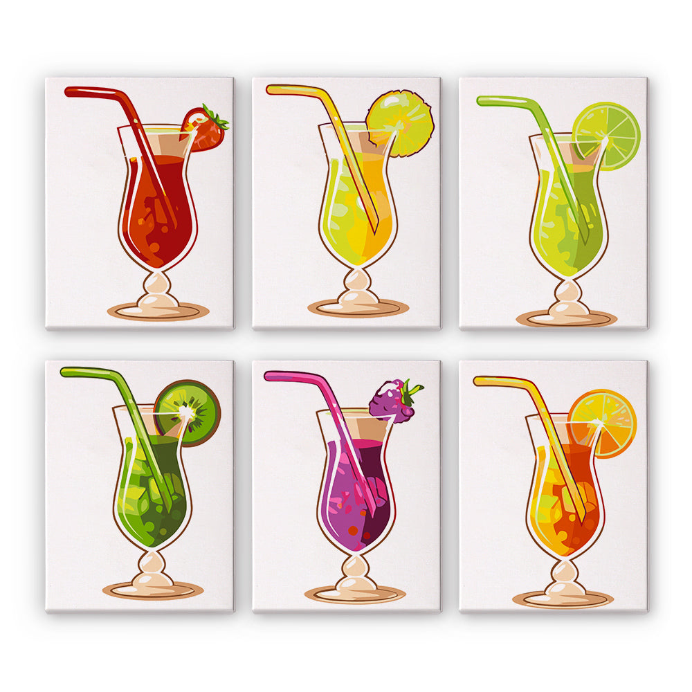 Erfrischender Fruchtcocktail 6 Stück Mini Malen nach Zahlen