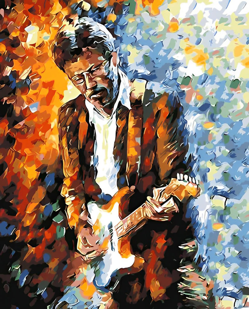 Eric Clapton mit Gitarre Malen nach Zahlen