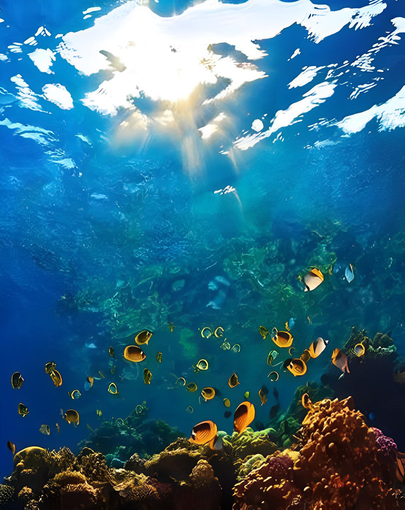 Fische im Meer Malen nach Zahlen