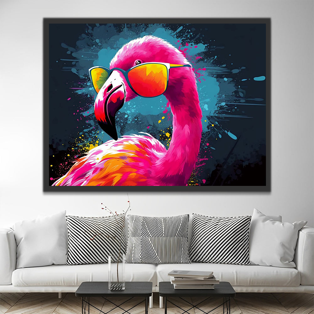 Flamingo mit Sonnenbrille Malen nach Zahlen