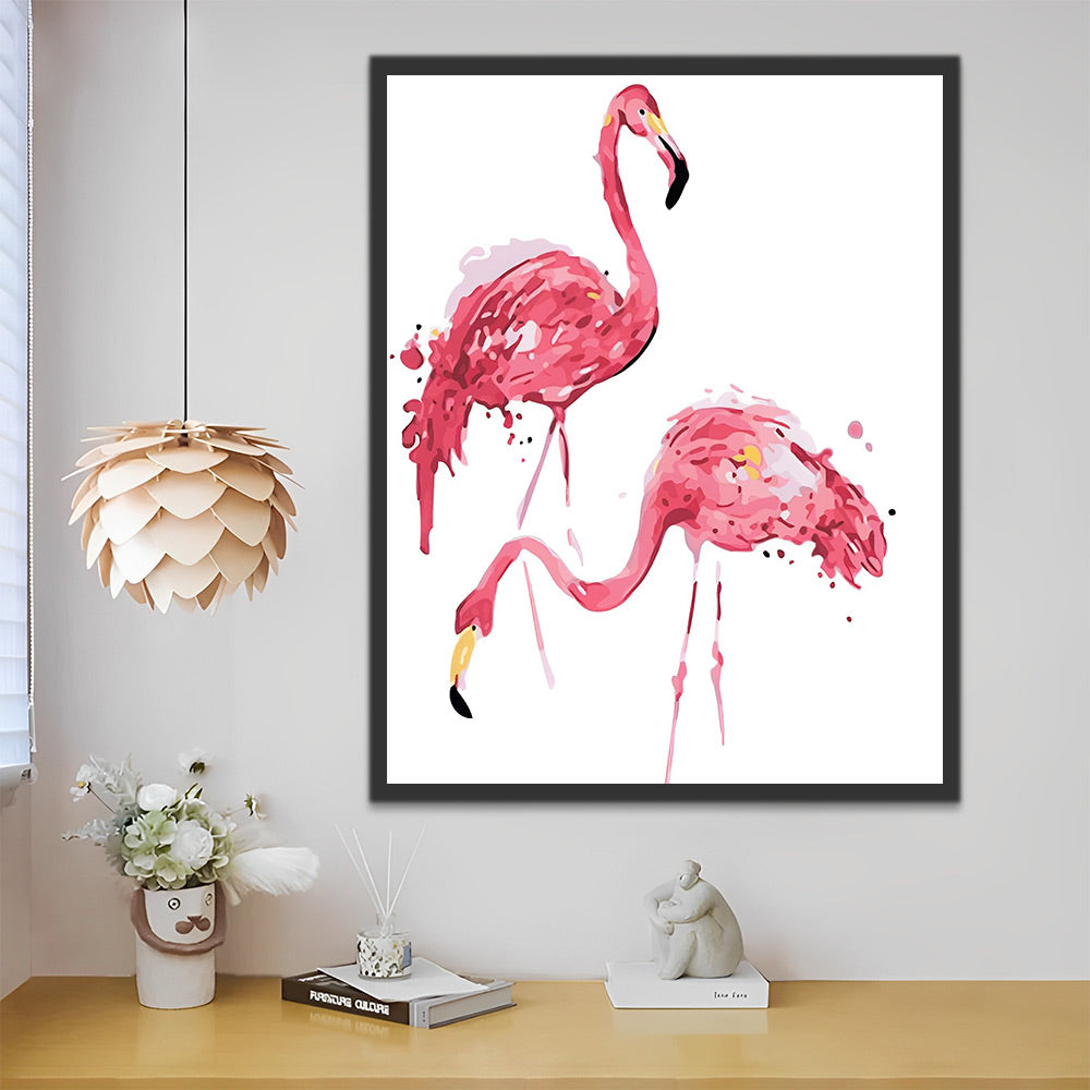 Flamingos in Wasserfarben Malen nach Zahlen