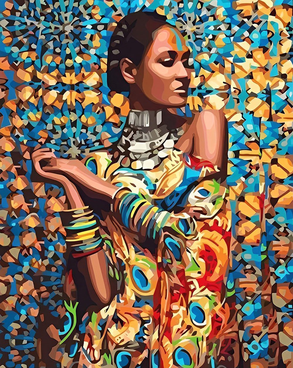 Malen Nach Zahlen Kit Afrikanische Frau – A2 (40x50 Cm), Ohne Rahmen, Mit Acrylfarben & Pinseln