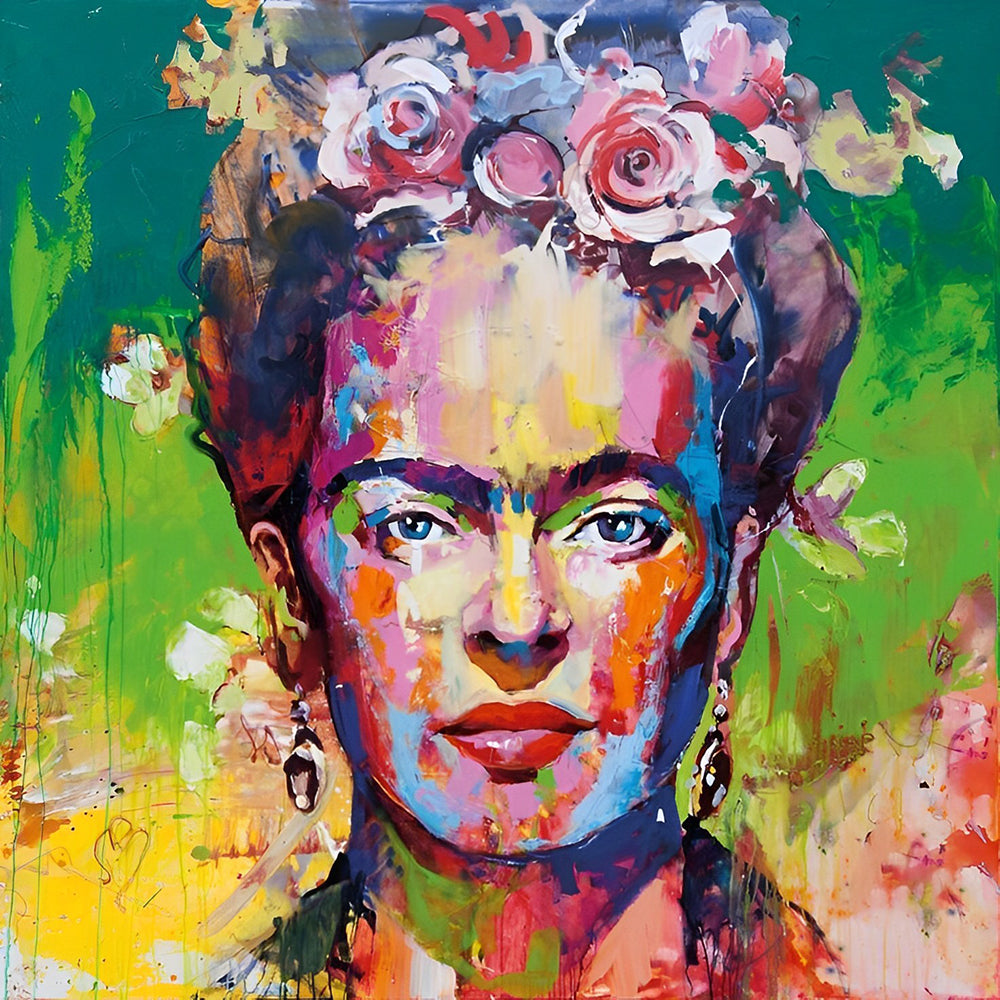 Frida Kahlo mit Blumenkranz Malen nach Zahlen