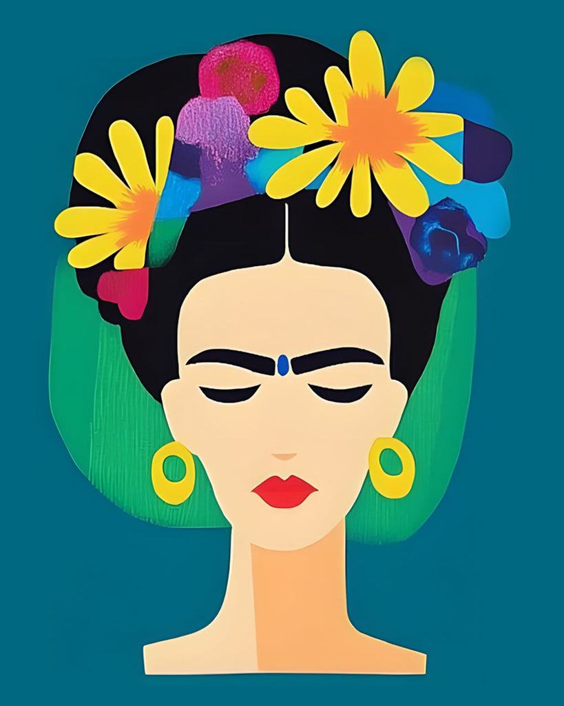Frida Kahlo Stirnrunzelnd Malen nach Zahlen