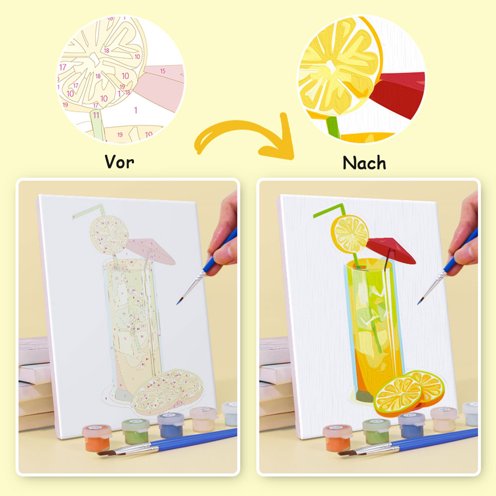 Frisch gepresster Saft 6 Stück Mini Malen nach Zahlen