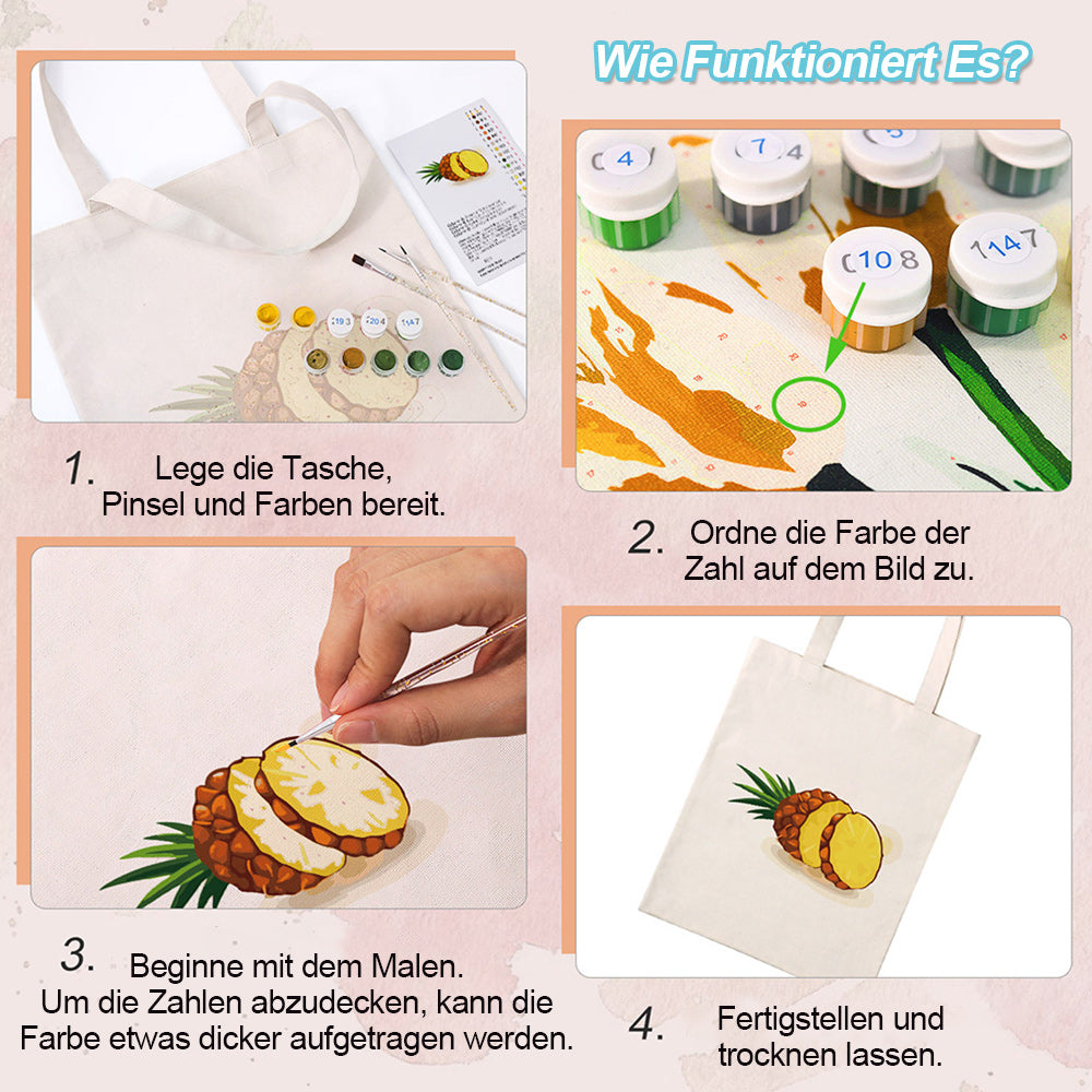 Frische Ananas Leinwand Tragetasche Malen nach Zahlen