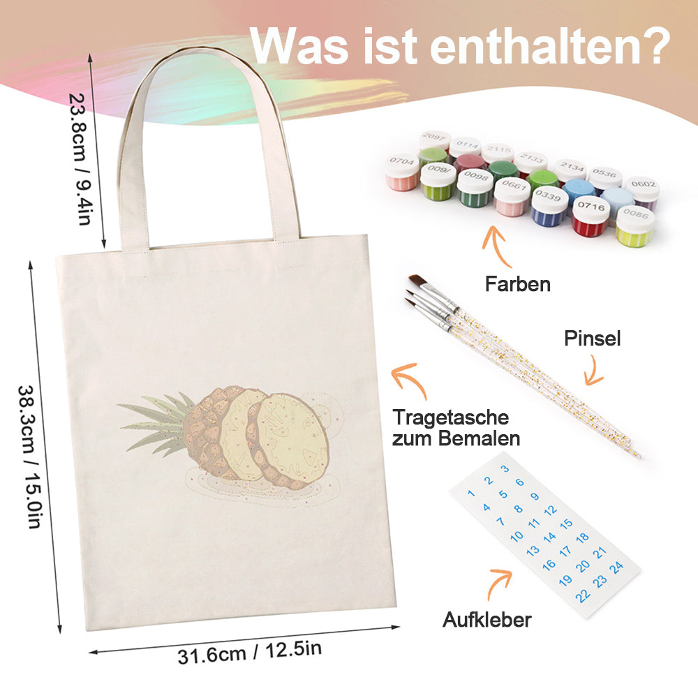 Frische Ananas Leinwand Tragetasche Malen nach Zahlen