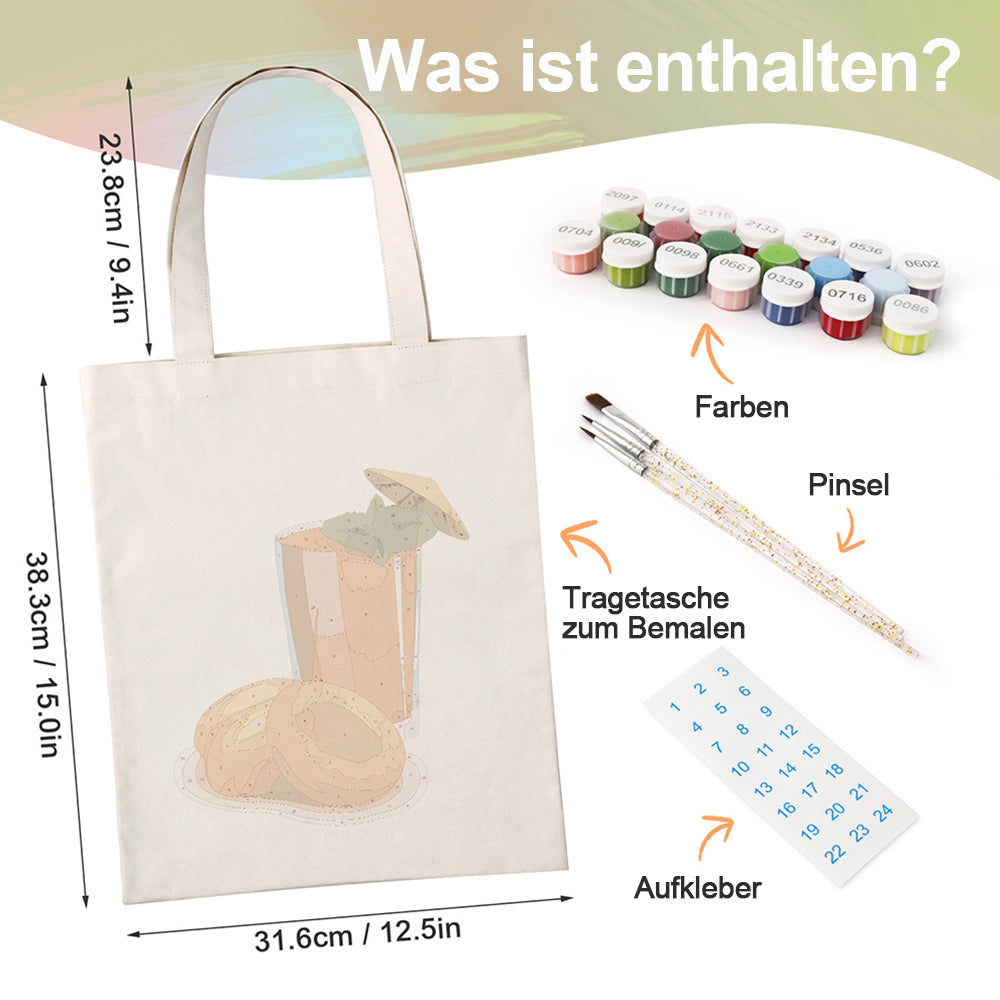 Frischer Fruchtsaft Leinwand Tragetasche Malen nach Zahlen