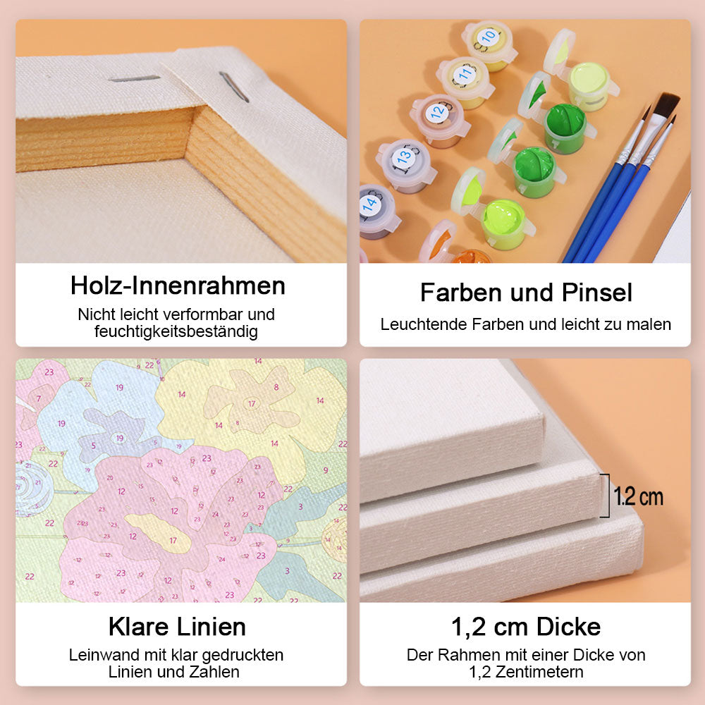 Frohe Juni-Feiertage 6 Stück Mini Malen nach Zahlen