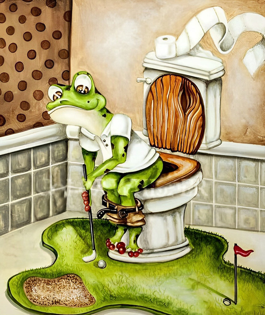 Frosch auf der Toilette Malen nach Zahlen