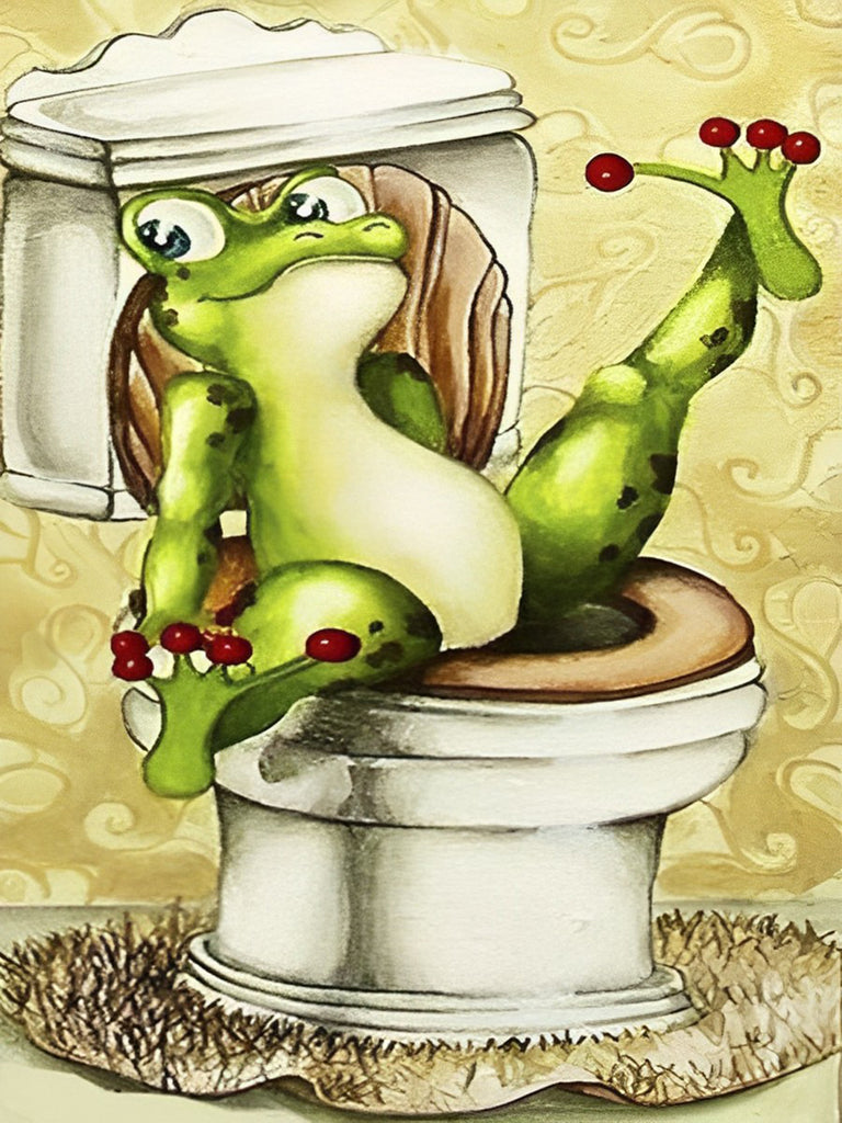 Frosch auf der Toilette Malen nach Zahlen