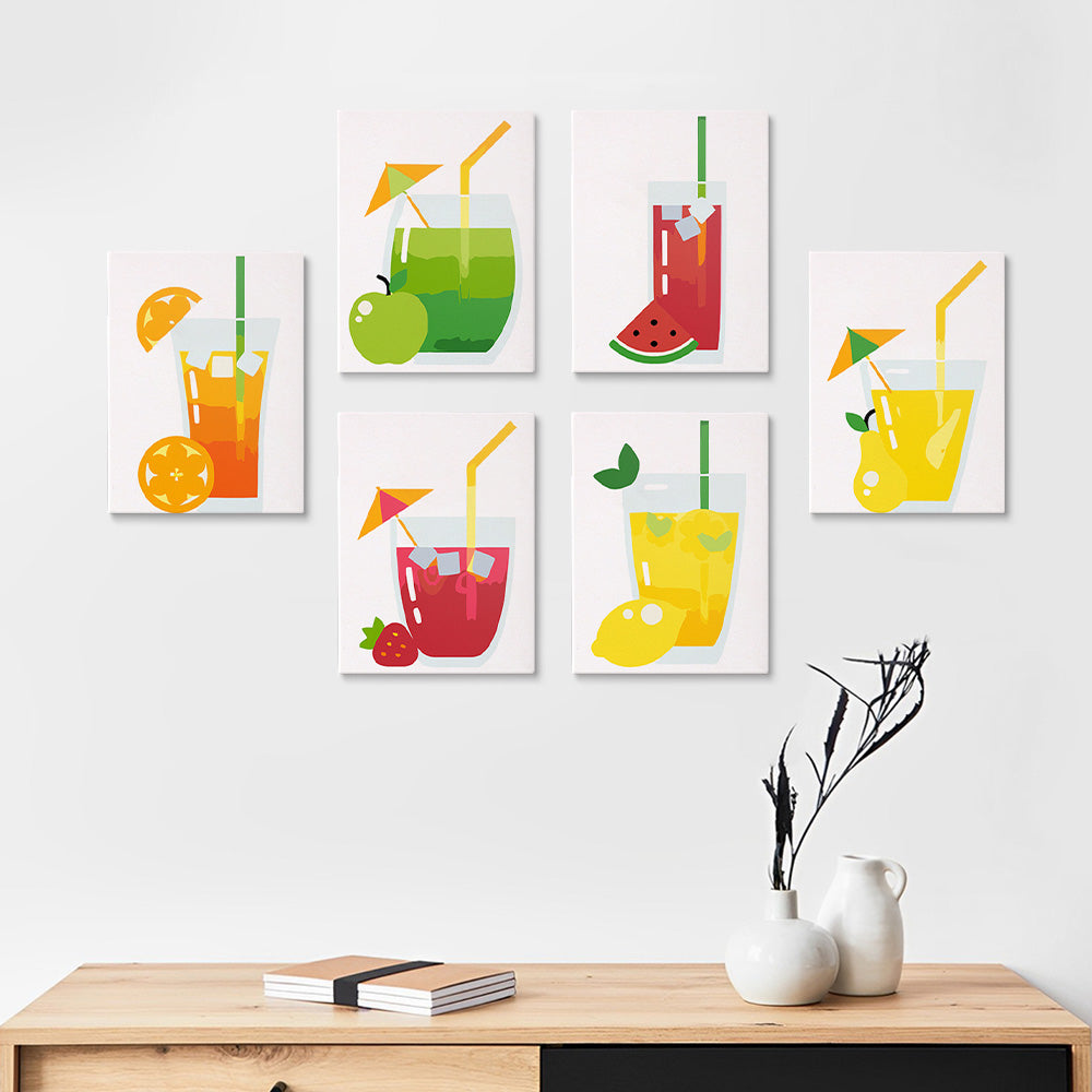 Fruchtiger Cocktail 6 Stück Mini Malen nach Zahlen