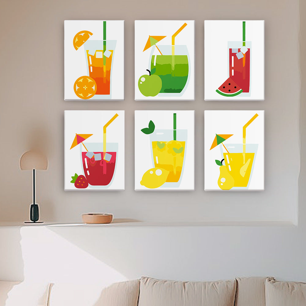 Fruchtiger Cocktail 6 Stück Mini Malen nach Zahlen