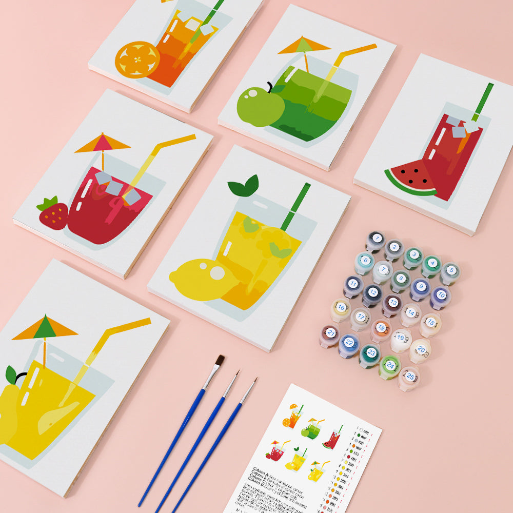 Fruchtiger Cocktail 6 Stück Mini Malen nach Zahlen