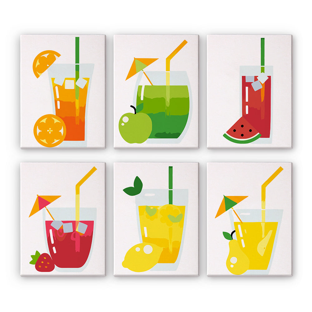 Fruchtiger Cocktail 6 Stück Mini Malen nach Zahlen