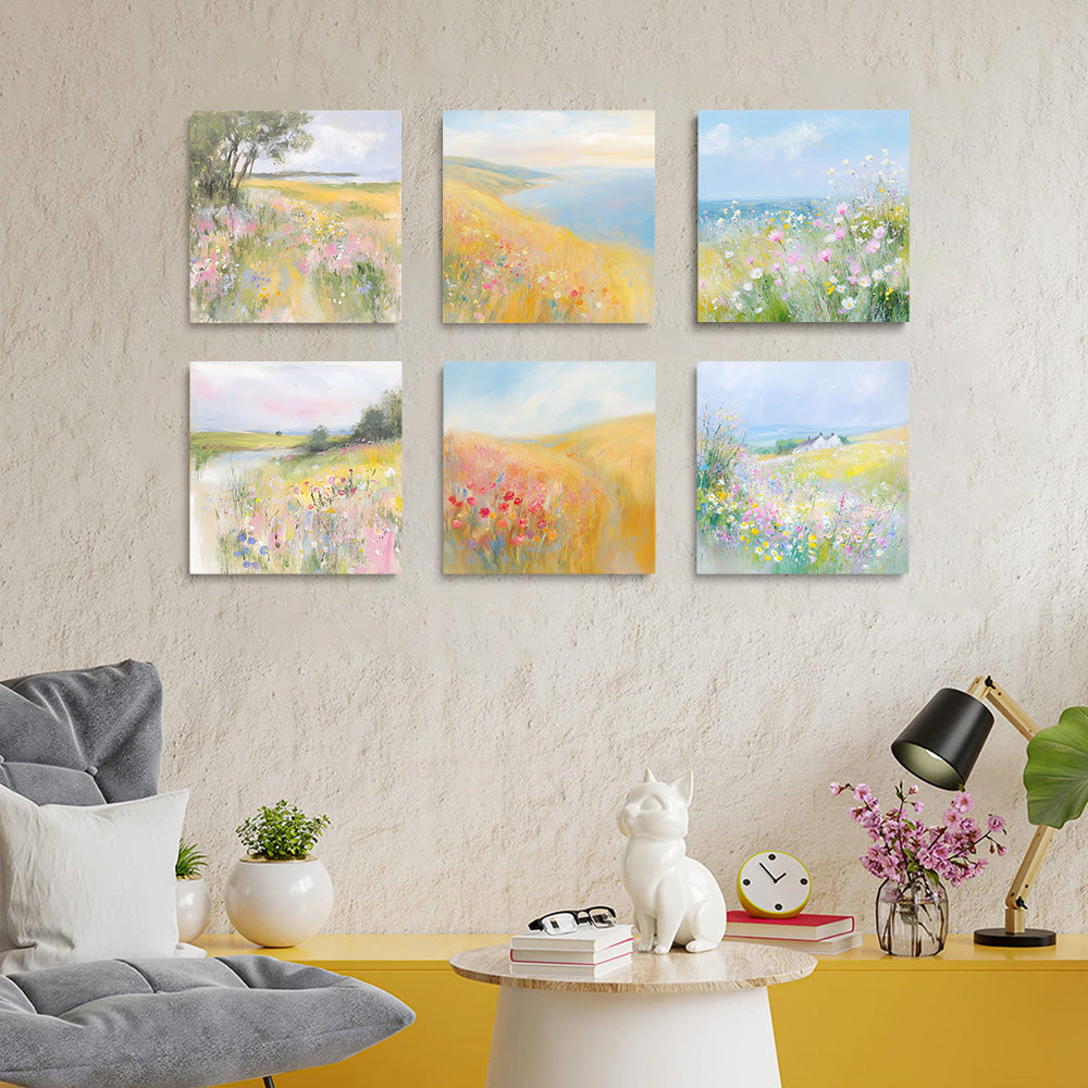 Frühling Wildblumen 6 Stück Mini Malen nach Zahlen