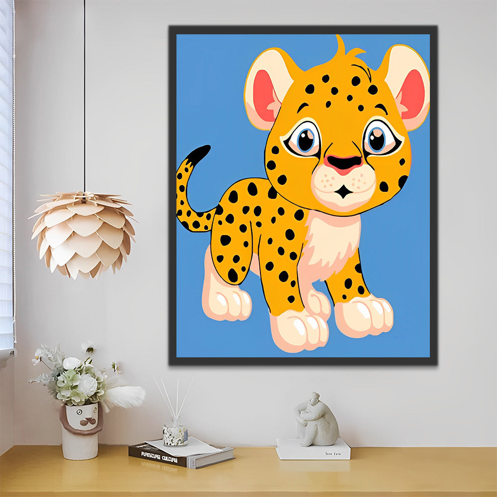 Für Kinder Cartoon Leopard Malen nach Zahlen