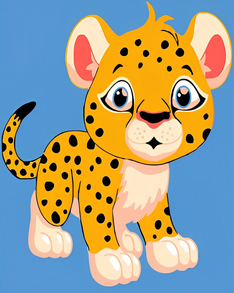 Für Kinder Cartoon Leopard Malen nach Zahlen