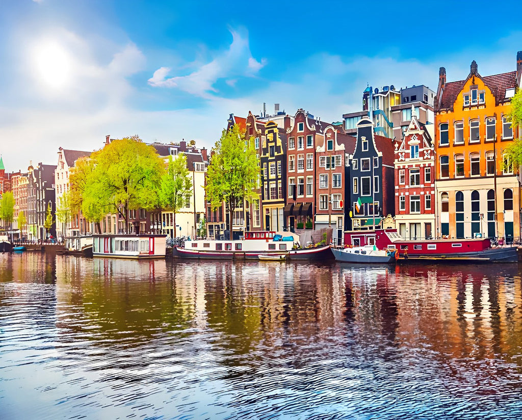 Gästehaus in Amsterdam im Frühling Malen nach Zahlen