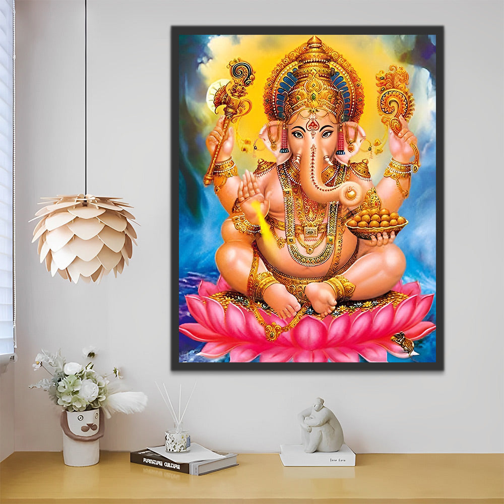 Ganesha auf dem Lotus-Thron Malen nach Zahlen