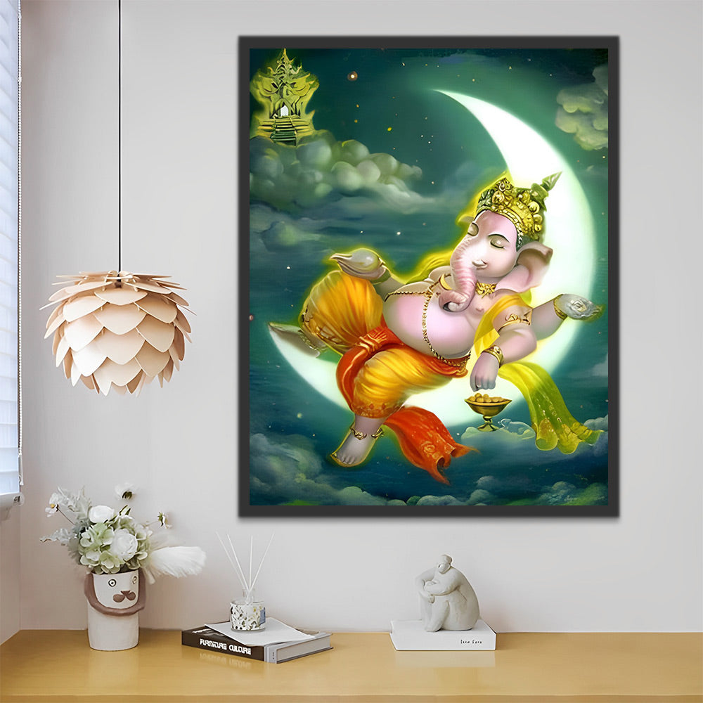 Ganesha auf dem Mond Malen nach Zahlen