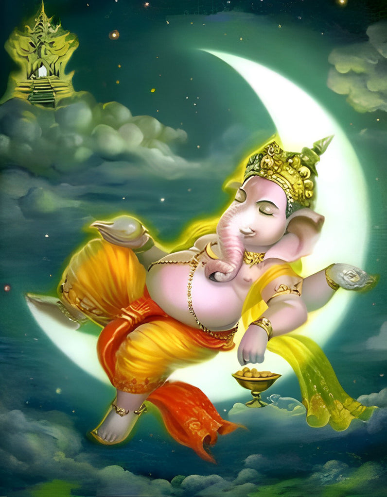 Ganesha auf dem Mond Malen nach Zahlen