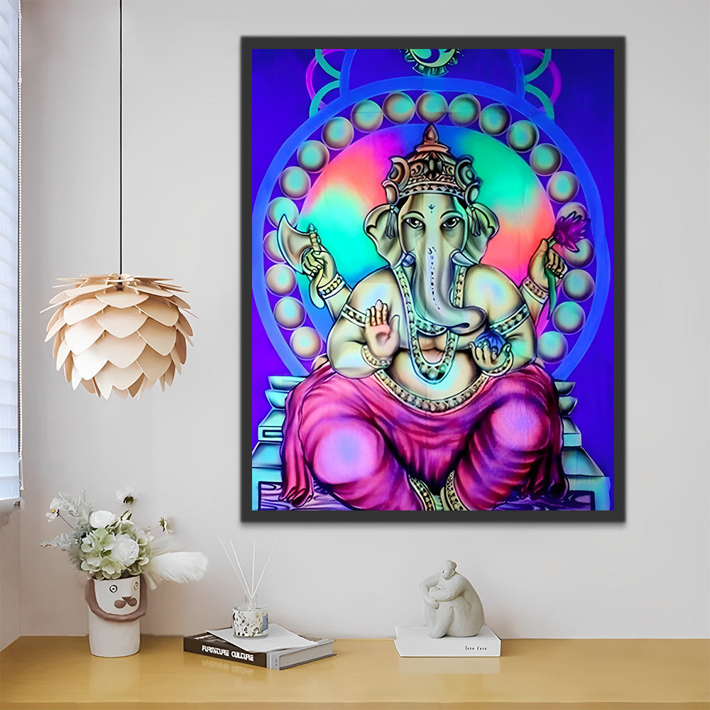 Ganesha auf dem Thron Malen nach Zahlen