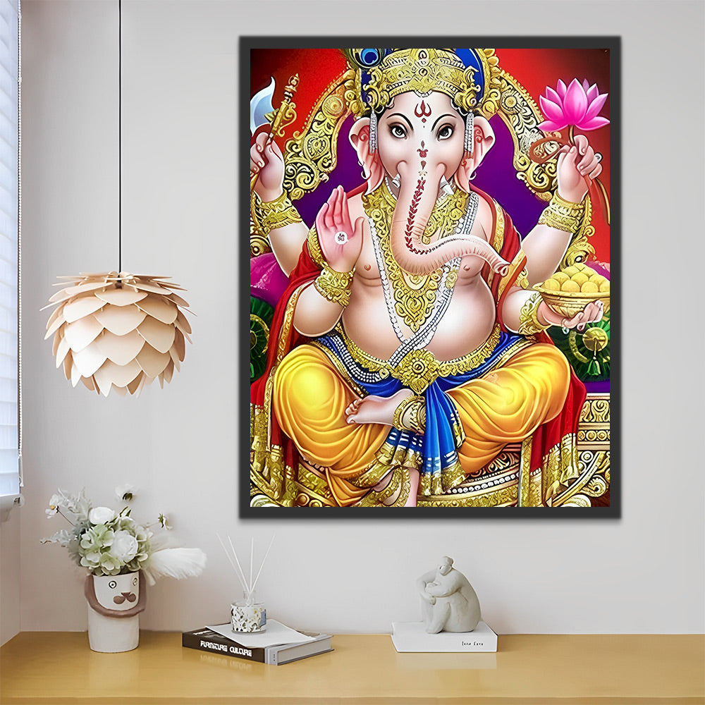 Ganesha mit Lotusblume Malen nach Zahlen