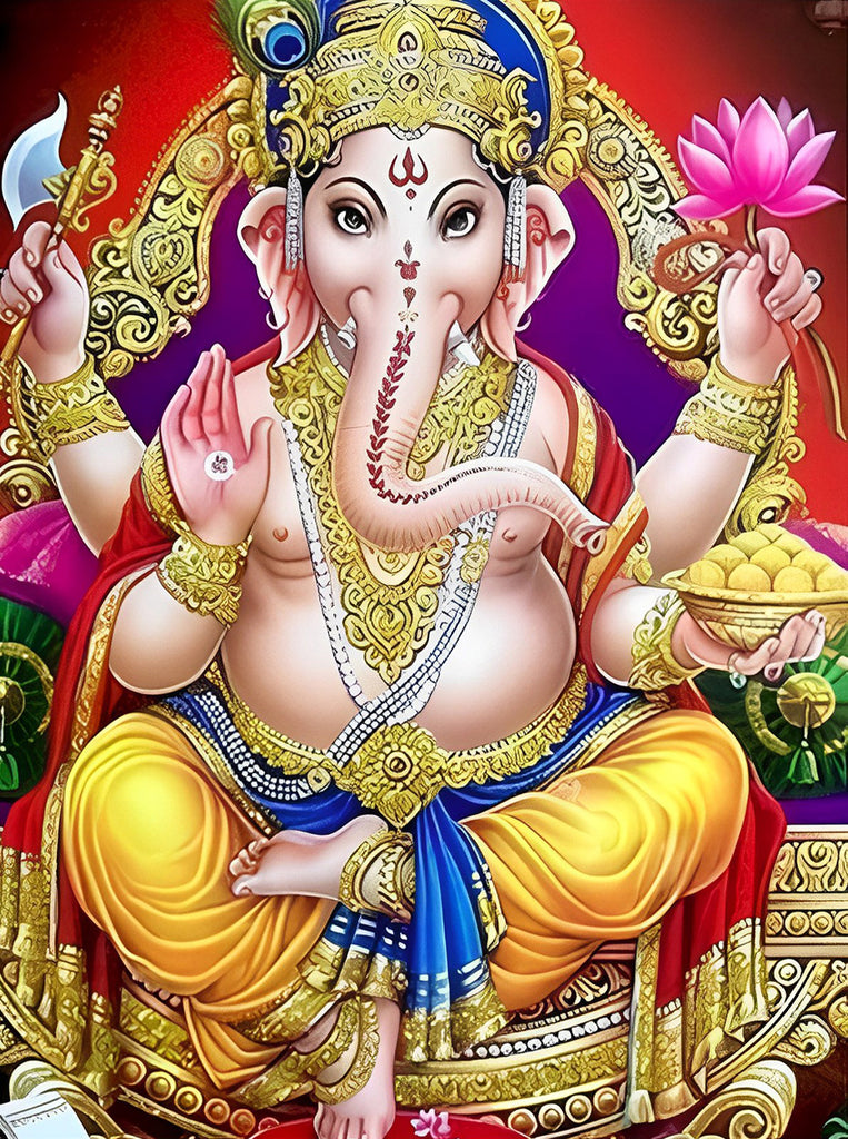 Ganesha mit Lotusblume Malen nach Zahlen