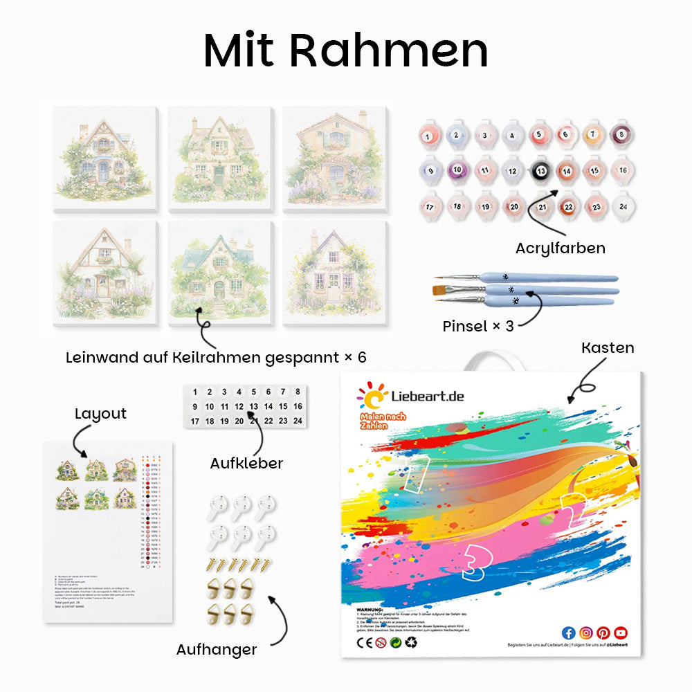 Garten Villen 6 Stück Mini Malen nach Zahlen