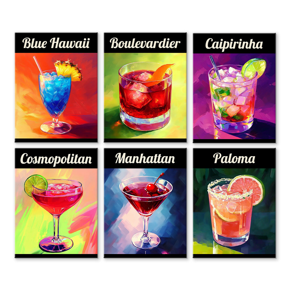 Gekühlter Cocktail 6 Stück Mini Malen nach Zahlen