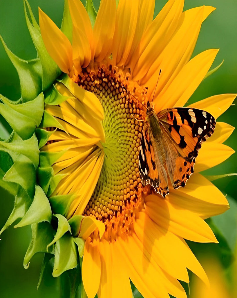 Gelber Schmetterling und Sonnenblume Malen nach Zahlen